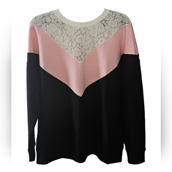 Torrid Oversized Relaxed Fit Soft Fleece Cheveron Colorblock Sweatshirt Size 1X - Picture 2 of 6